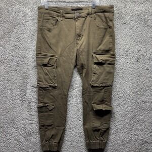KDNK 11 4 14 11 Cargo Jogger Jeans Men's 38x30 Stretch Grunge‎ Y2K 9-Pockets